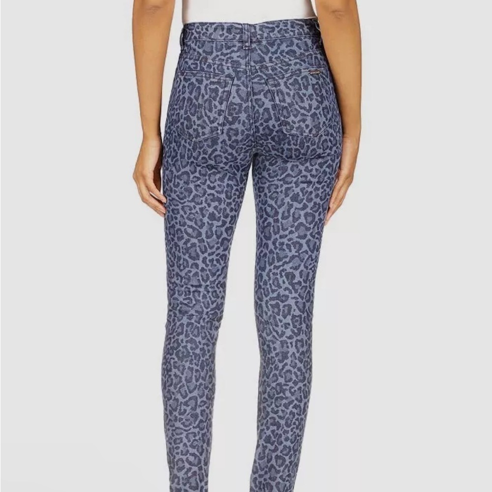 NWT Michael Kors Womens Blue High-Rise Skinny Leopard Denim Jeans Pants Size 6 P - Picture 11 of 13